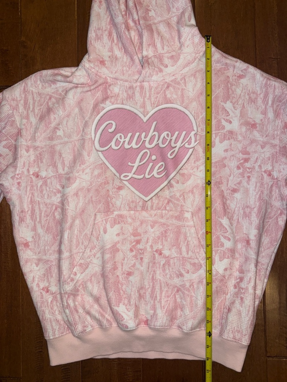 Boys Lie x Nuuly Not My First Rodeo COWBOYS LIE pink Waffle knit Hoodie EUC - Picture 14 of 15